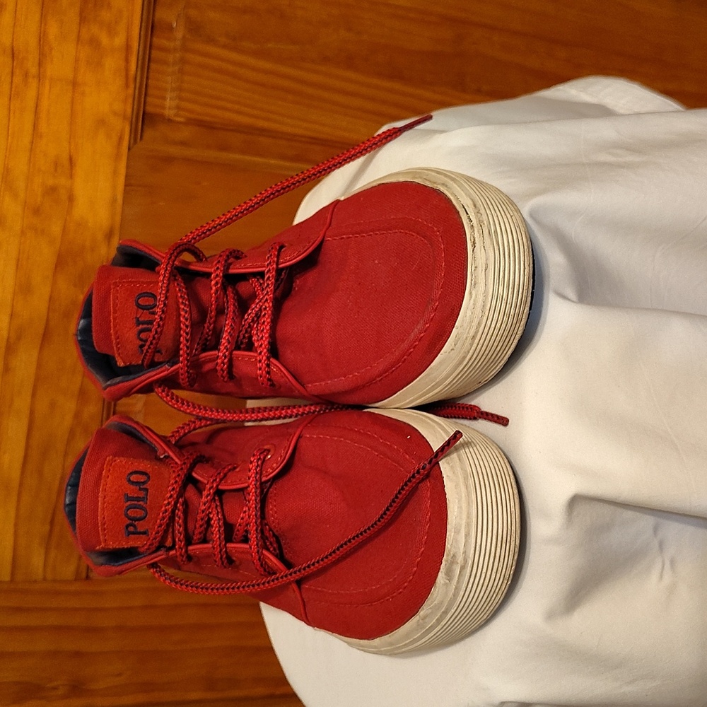 Polo by Ralph Lauren Red Canvas Sneakers with Sleek Silhouette